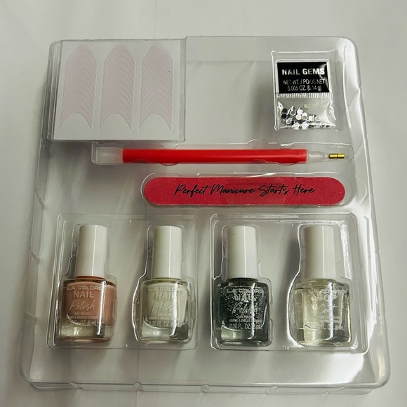 New L.A.Colors French Tip Manicure Set 8 Pieces All is Bright Nail Polish - Picture 8 of 15